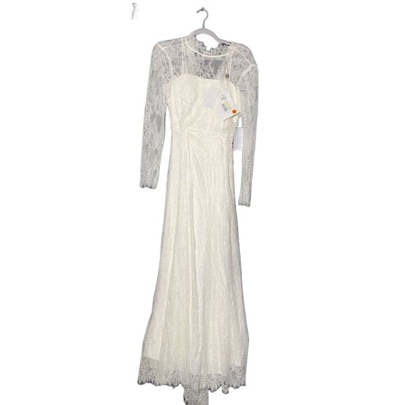 IVY & OAK Snow White Gown Womens Dress XL‎ NWT Formal Elegant Long Sleeve Lace & - Picture 1 of 3